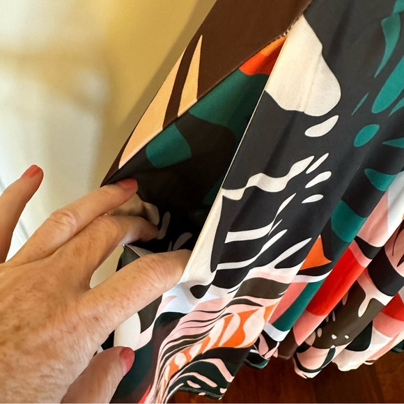 ModCloth Hutch Plus Size Women’s Tropical Shoulder Tie Midi Dress Fit Flare 3X - Picture 11 of 14